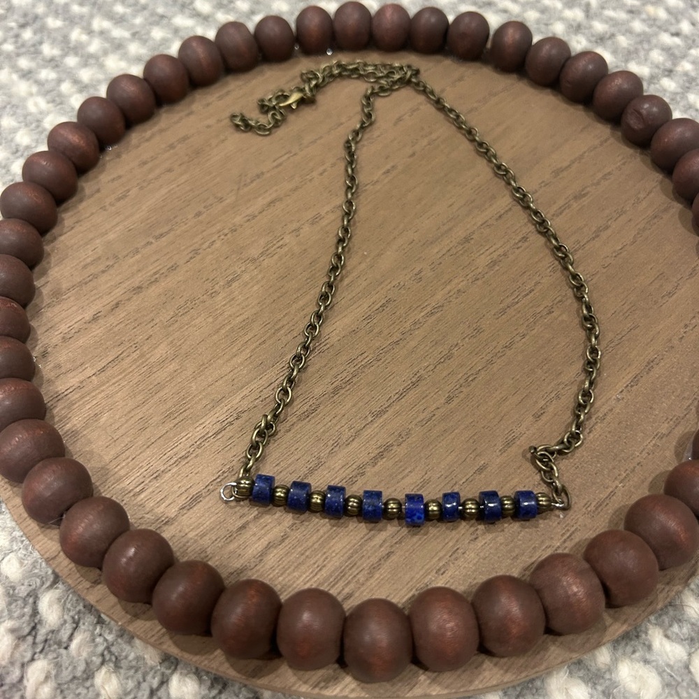 Blue Lapis Bar Necklace